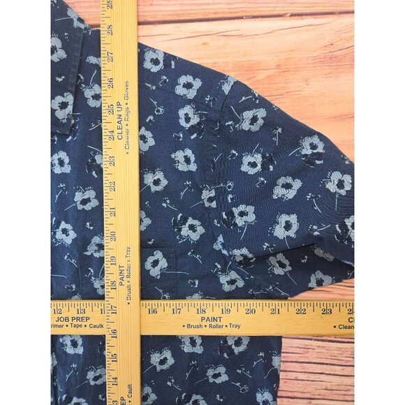 UNTUCKit Floral Print Mens Short Sleeve Shirt Medium Navy Blue - Picture 5 of 5